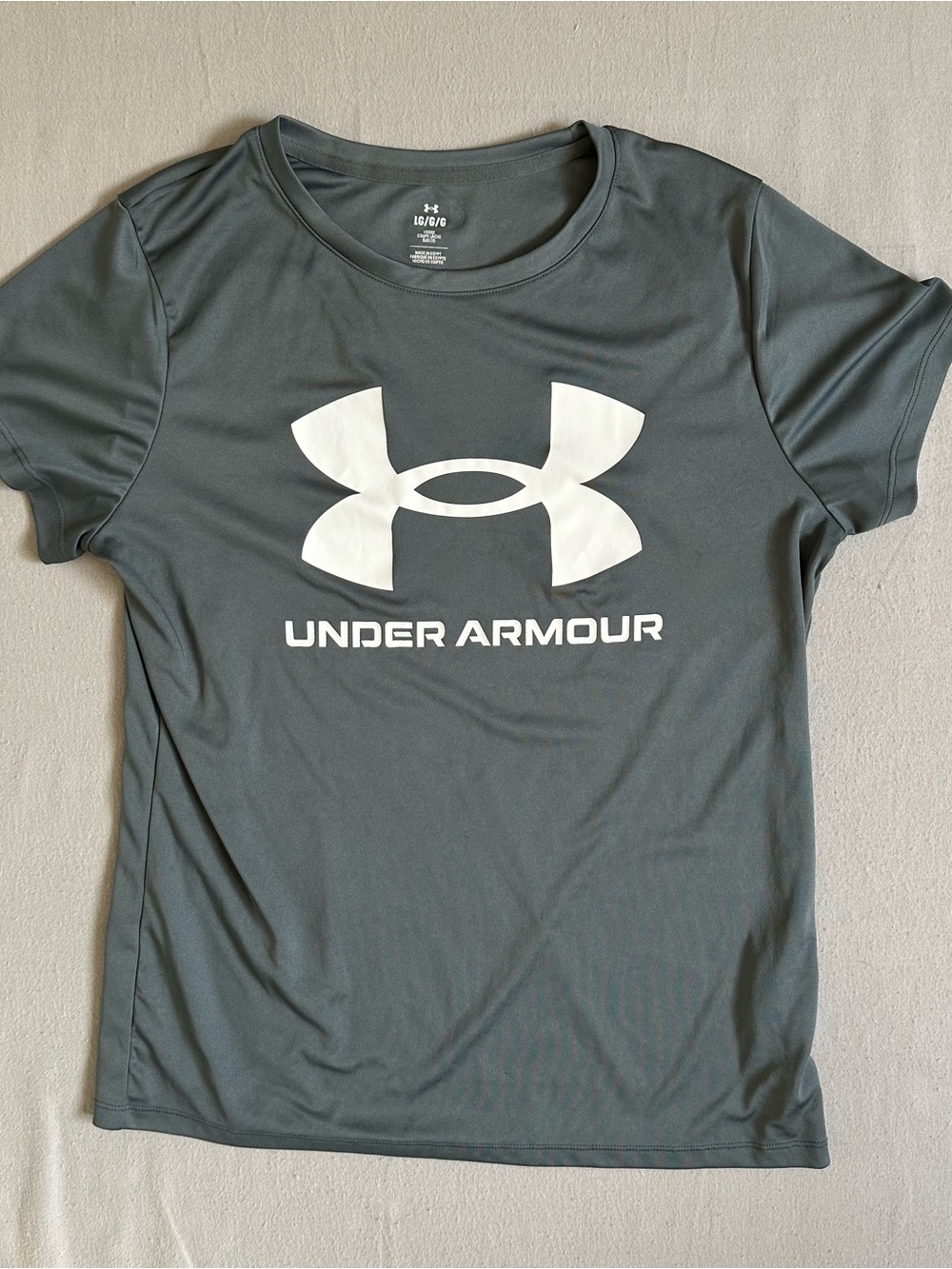 Under Armour Heatgear Athletic Tee Womens Large Gray Workout Shirt